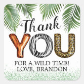 ワイルドワンサファリジャングルサンキュー誕生日 スクエアシール (正面)