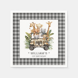 ワイルドワンサファリジャングルファーストファースト誕生日 スタンダードカクテルナプキン