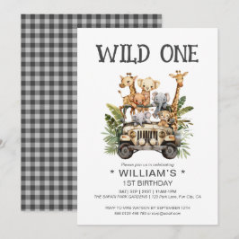 ワイルドワンサファリジャングルファーストファースト誕生日 招待状