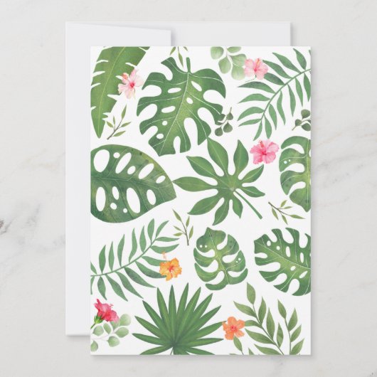 ワイルドワンサファリジャングルファースト誕生日ベイビーガール 招待状 (裏面)