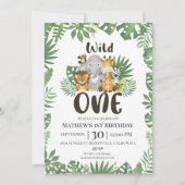 ワイルドワンサファリジャングルファースト誕生日 招待状 (正面)