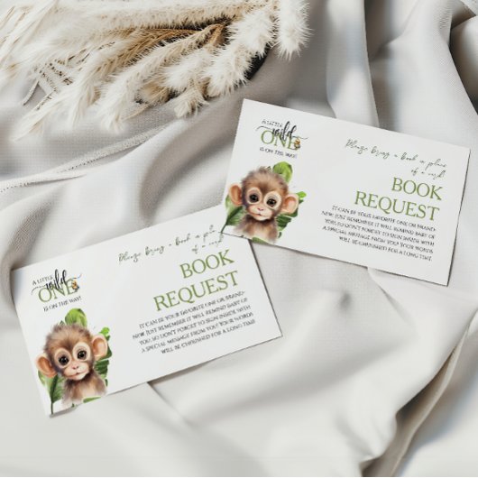 ワイルドワンサファリジャングルベビーシャワーブックリクエスト エンクロージャーカード