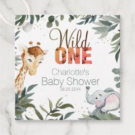ワイルドワンサファリジャングルベビーシャワーメッセージカード フェイバータグ