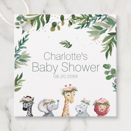 ワイルドワンサファリジャングルベビーシャワーメッセージカード フェイバータグ (正面)