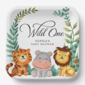 ワイルドワンサファリジャングルボーイズベビーシャワー ペーパープレート (正面)