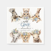 ワイルドワンサファリジャングルボーイ1stバースデーナプキンズ スタンダードカクテルナプキン (正面)