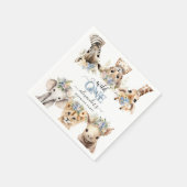 ワイルドワンサファリジャングルボーイ1stバースデーナプキンズ スタンダードカクテルナプキン (角)