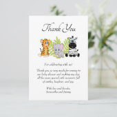 ワイルドワンサファリジャングル動物かわいい赤ちゃんシャワー サンキューカード (スタンド正面)