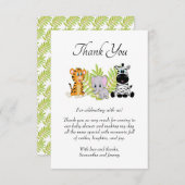 ワイルドワンサファリジャングル動物かわいい赤ちゃんシャワー サンキューカード (正面/裏面)