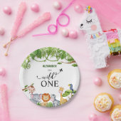 ワイルドワンサファリジャングル動物の水色 ペーパープレート (パーティー)