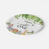 ワイルドワンサファリジャングル動物の水色 ペーパープレート (アングル)