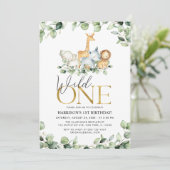 ワイルドワンサファリジャングル動物1歳の誕生日 招待状 (スタンド正面)