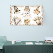 ワイルドワンサファリジャングル動物1st誕生日パーティー 横断幕 (トレードショー)