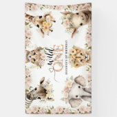 ワイルドワンサファリジャングル動物1st誕生日パーティー 横断幕 (縦)