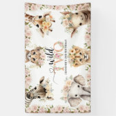 ワイルドワンサファリジャングル動物2nd誕生日パーティー 横断幕 (縦)