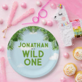 ワイルドワンサファリジャングル誕生日プレート ペーパープレート (パーティー)