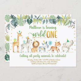 ワイルドワンサファリジャングル誕生日 招待状