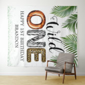 ワイルドワンサファリジャングル1stバースデーフォトバックグラウンド タペストリー (インサイチュ(横))