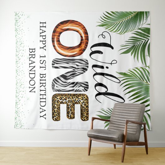 ワイルドワンサファリジャングル1stバースデーフォトバックグラウンド タペストリー (インサイチュ(横))