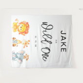 ワイルドワンサファリジャングル1st誕生日パーティー背景 タペストリー (正面(横))