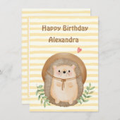 ワイルドワンサファリストライプハリネズミ誕生日カード (正面/裏面)