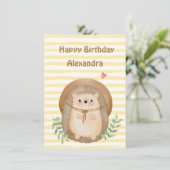 ワイルドワンサファリストライプハリネズミ誕生日カード (スタンド正面)