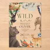 ワイルドワンサファリテーマアクリル誕生日 アクリル招待状 (正面)