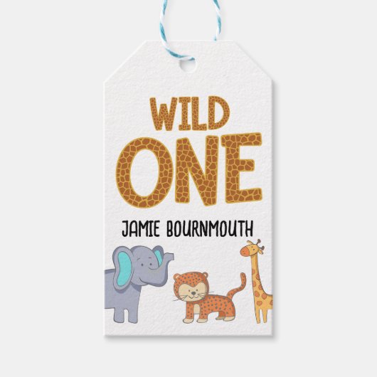 ワイルドワンサファリテーマボーイズ1st誕生日 ギフトタグ (正面)