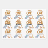 ワイルドワンサファリテーマボーイズ1st誕生日 ラッピングペーパーシート (正面)