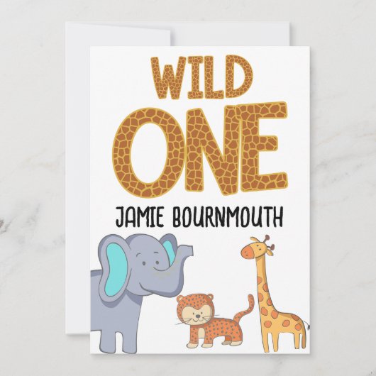 ワイルドワンサファリテーマボーイズ1st誕生日 招待状 (正面)