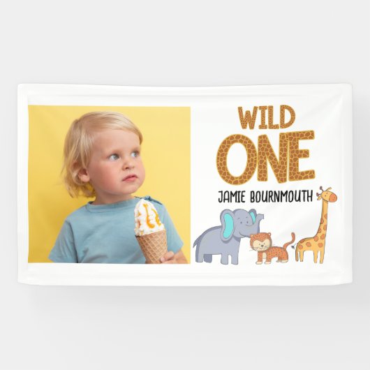 ワイルドワンサファリテーマボーイズ1st誕生日 横断幕 (横)