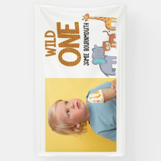 ワイルドワンサファリテーマボーイズ1st誕生日 横断幕 (縦)