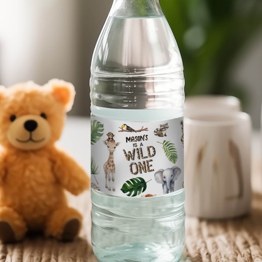 ワイルドワンサファリテーマ男の赤ちゃん1歳 ペットボトルラベル