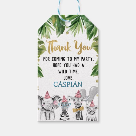 ワイルドワンサファリテーマ誕生日メッセージカード ギフトタグ (正面)