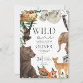 ワイルドワンサファリテーマ1歳 招待状 (正面)