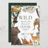 ワイルドワンサファリテーマ1歳 招待状 (正面/裏面)
