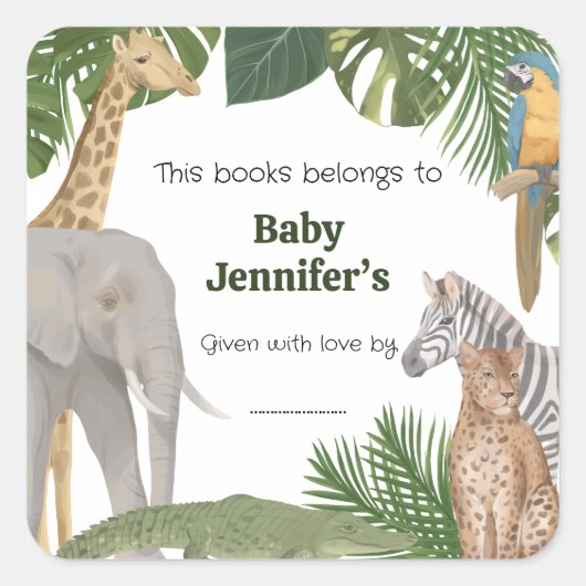 ワイルドワンサファリトロピック蔵書票ラベル スクエアシール (正面)