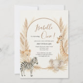 ワイルドワンサファリパンパスボホバースデーパーティー 招待状 (正面)