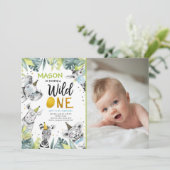 ワイルドワンサファリパーティーアニマルボーイファースト誕生日I 招待状 (スタンド正面)