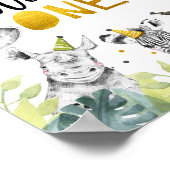 ワイルドワンサファリパーティー動物ファースト誕生日サイン ポスター (角)