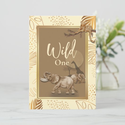 ワイルドワンサファリヒョウの誕生日招待状 招待状 (スタンド正面)