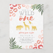 ワイルドワンサファリピンクと金ゴールド1歳 ポストカード (正面)