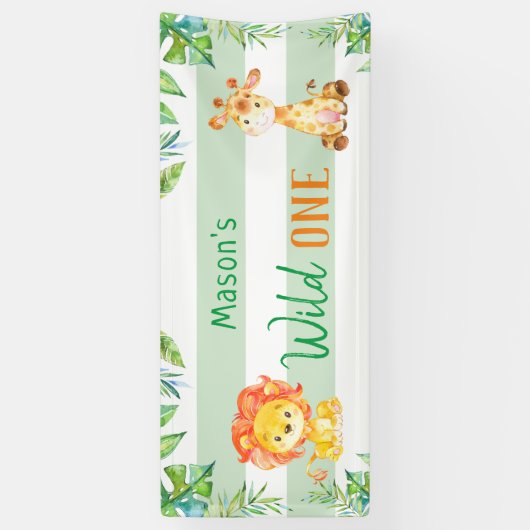 ワイルドワンサファリファーストジャングルボーイズ誕生日 横断幕 (縦)