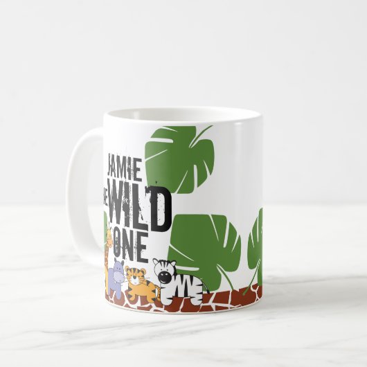 ワイルドワンサファリファースト誕生日パーソナライズされた コーヒーマグカップ (正面左)