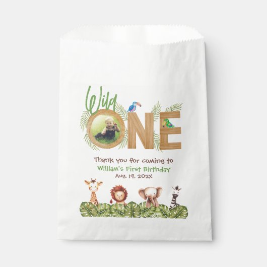 ワイルドワンサファリファースト誕生日フォトウッドアニマルズ フェイバーバッグ (正面)