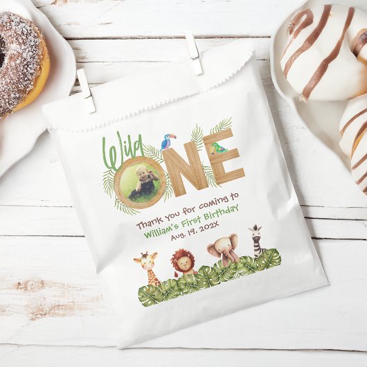 ワイルドワンサファリファースト誕生日フォトウッドアニマルズ フェイバーバッグ