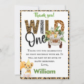 ワイルドワンサファリファースト誕生日ボーイサンキューカード 招待状 (正面)