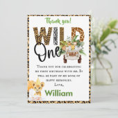 ワイルドワンサファリファースト誕生日ボーイサンキューカード 招待状 (スタンド正面)