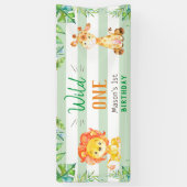 ワイルドワンサファリファースト誕生日ボーイズグリーンパーティー 横断幕 (縦)