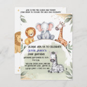 ワイルドワンサファリファースト誕生日招待状 (正面/裏面)
